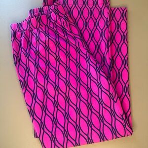 Katherine Way Bright Pink Navy Geometric Palazzo Pants Womens X-Large Preppy